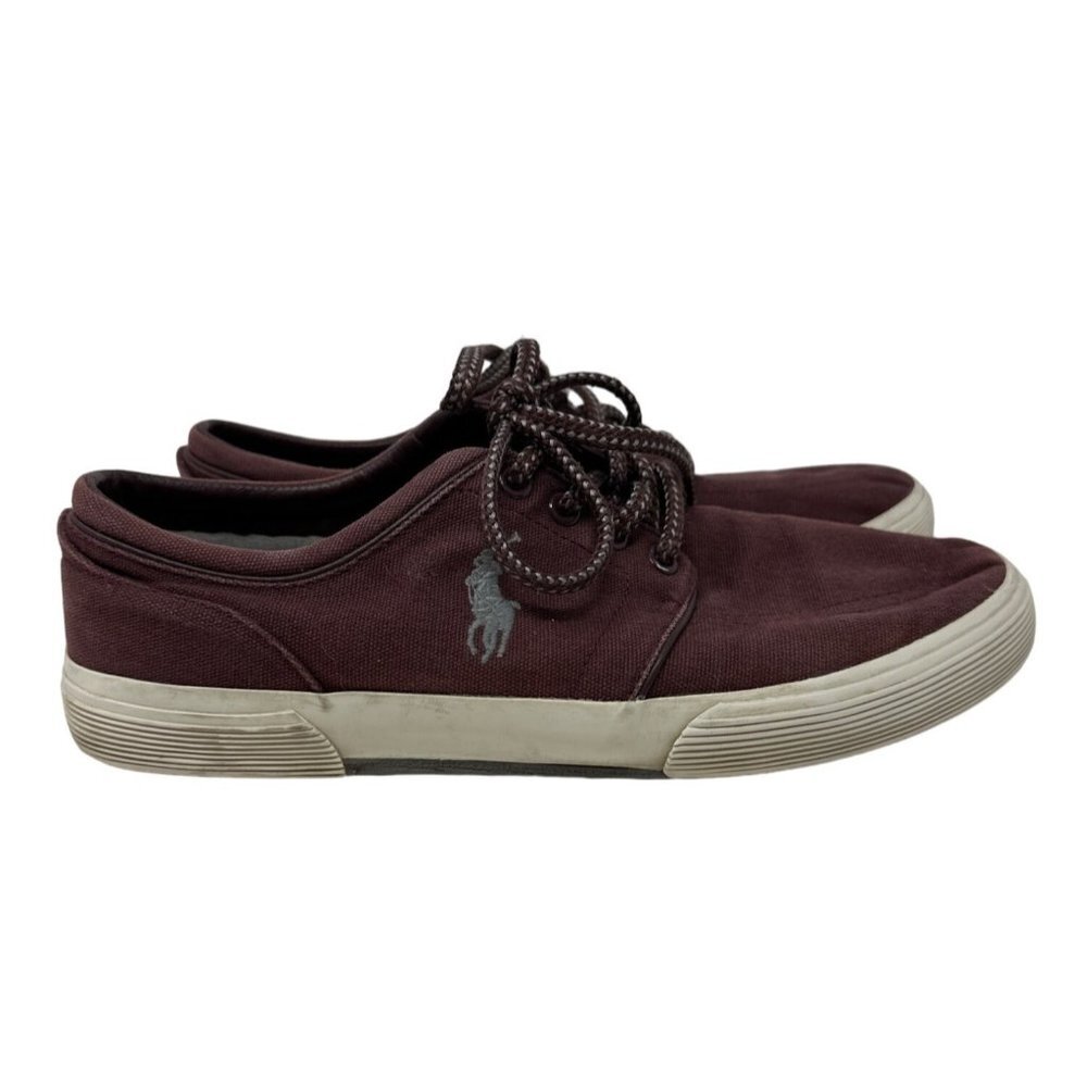 Polo Ralph Lauren Men's Faxon Low Sneaker Maroon Canvas Size 9.5D